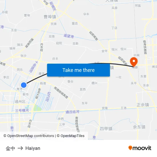 Jin Zhong to Haiyan map