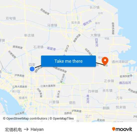 Hongde Machinery to Haiyan map