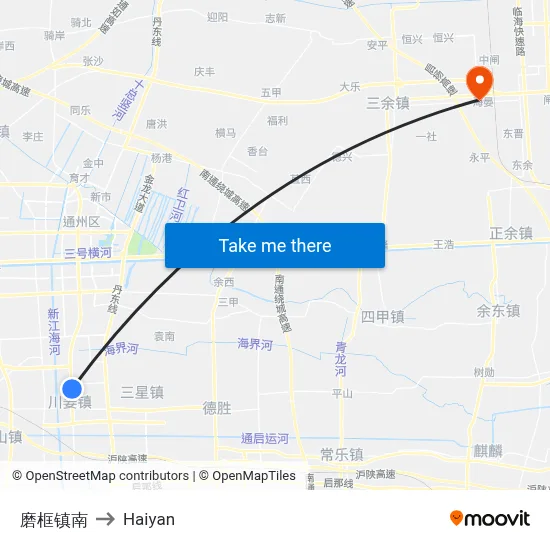 Mokuang Town South to Haiyan map