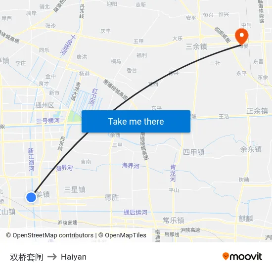 Shuangqiao Lock to Haiyan map
