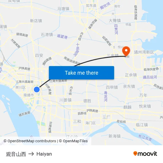 Guanyinshan West to Haiyan map