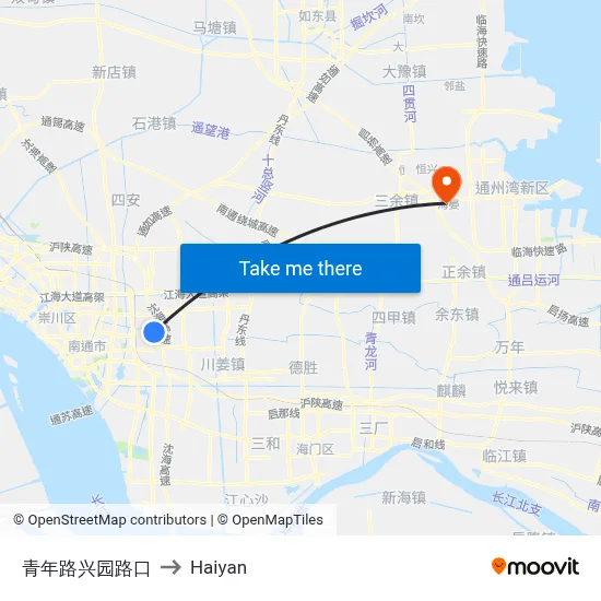 Youth Road & Xingyuan Road to Haiyan map