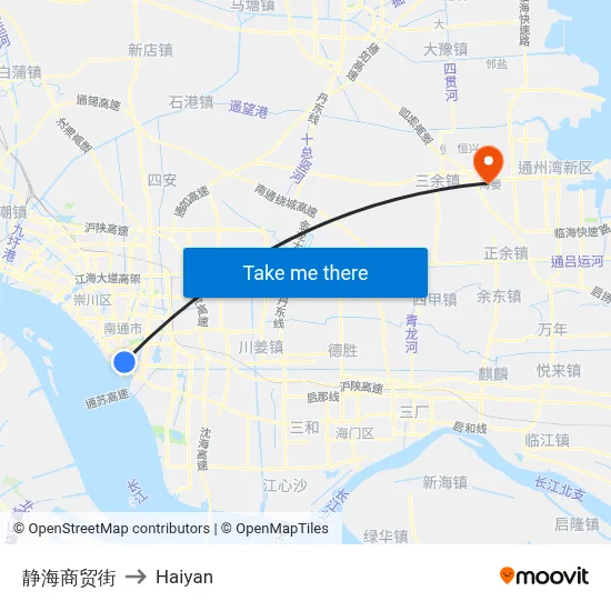 Jinghai Commercial Street to Haiyan map