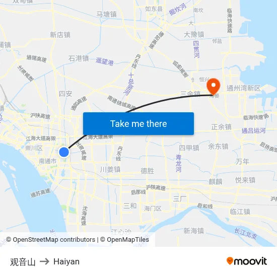 Guanyin Mountain to Haiyan map