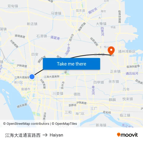 Jianghai Avenue Tongfu Road West to Haiyan map