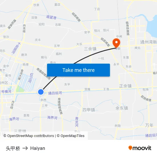 Toujia Bridge to Haiyan map