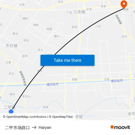 Erjia Market Intersection to Haiyan map