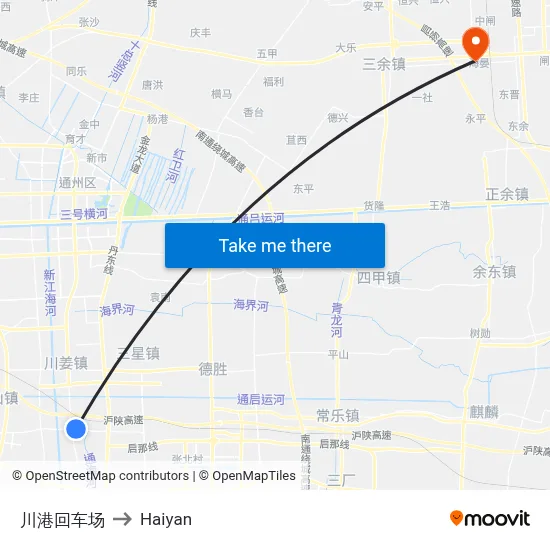 Chuangang Depot to Haiyan map