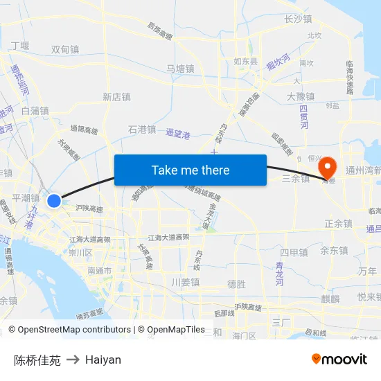 Chenqiao Jiayuan to Haiyan map
