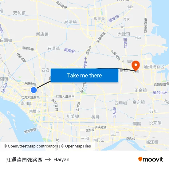 Jiangtong Road-Guoqiang Road West to Haiyan map