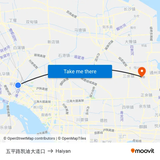 Wuping Road & Kaidi Avenue Intersection to Haiyan map