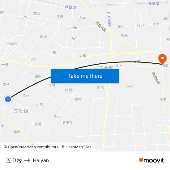Wujia School to Haiyan map
