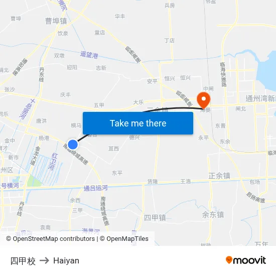 Sijia School to Haiyan map