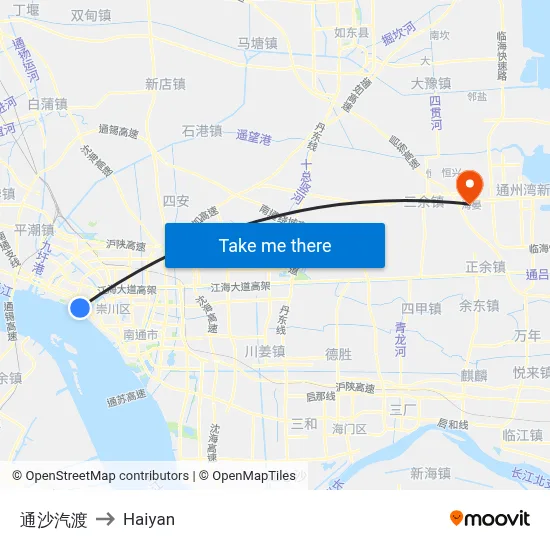 Tongsha Ferry to Haiyan map