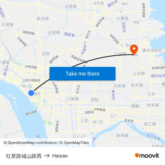 Hongxing Road Chengshan Road West to Haiyan map