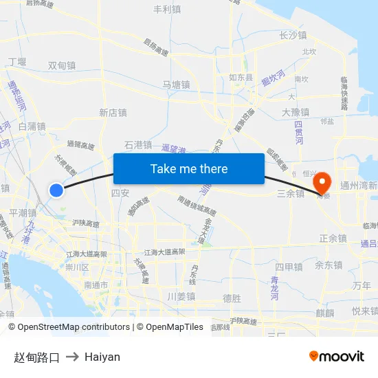 Zhaodian Intersection to Haiyan map