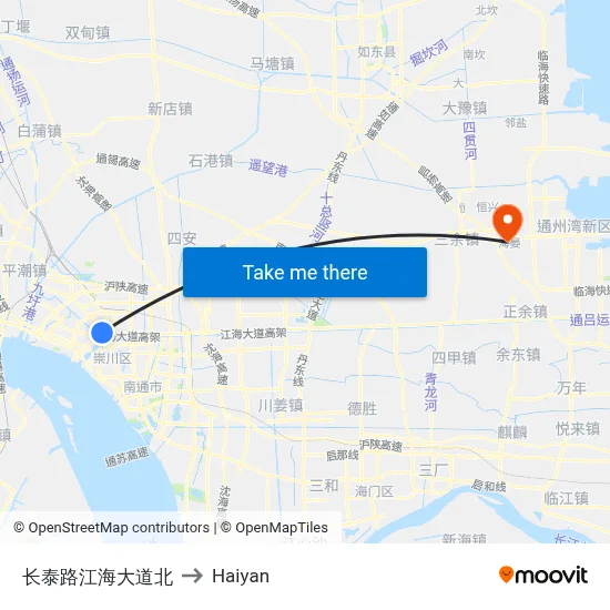 North Changtai Road & Jianghai Avenue to Haiyan map