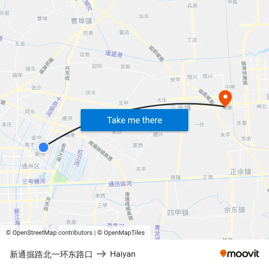 New Tongjue Road North First Ring East Intersection to Haiyan map