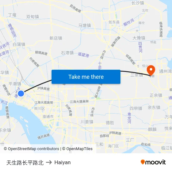 Tiansheng Road & Changping Road North to Haiyan map
