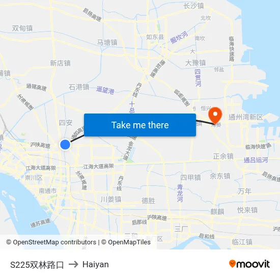 S225 Shuanglin Intersection to Haiyan map