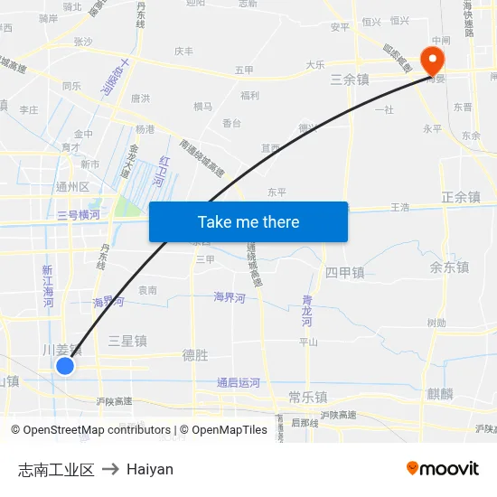 Zhinan Industrial Zone to Haiyan map