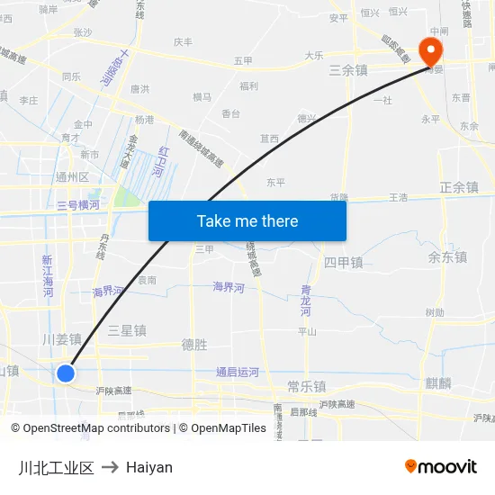 Chuanbei Industrial Zone to Haiyan map