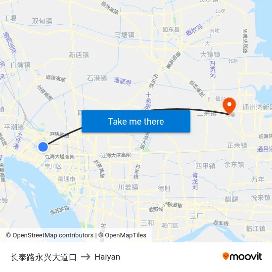 Changtai Road & Yongxing Avenue to Haiyan map