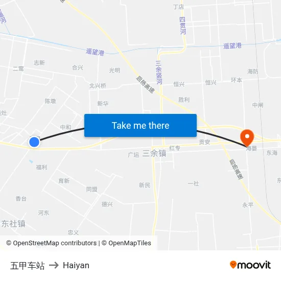 Wujia Station to Haiyan map