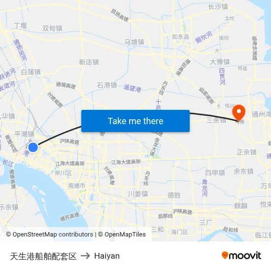 Tianshenggang Ship Supply District to Haiyan map