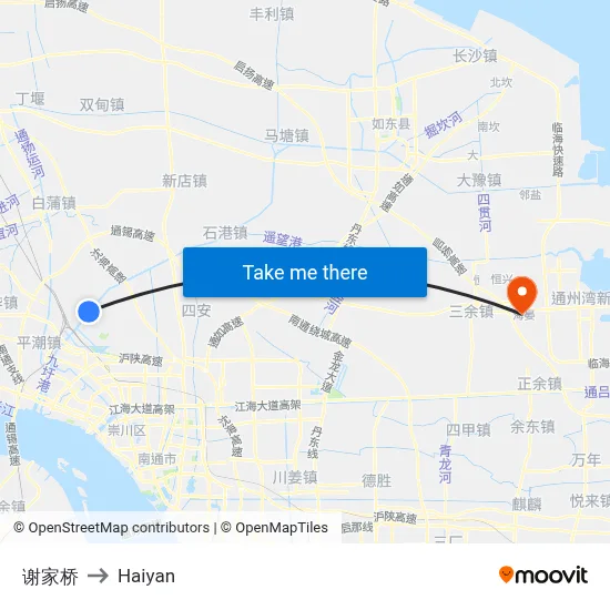 Xie Jiaqiao to Haiyan map