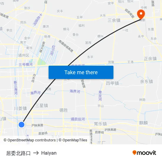 Juwei North Road Junction to Haiyan map