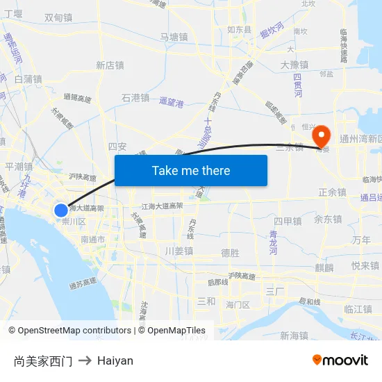 Shangmeijia West Gate to Haiyan map