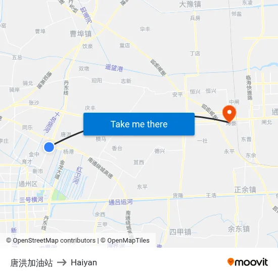 Tanghong Gas Station to Haiyan map