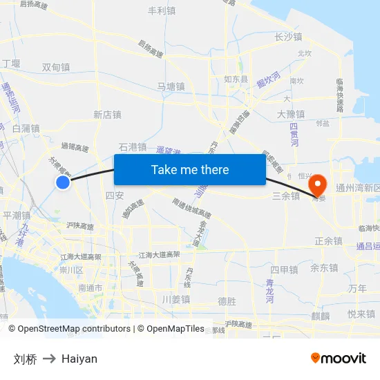 Liuqiao to Haiyan map