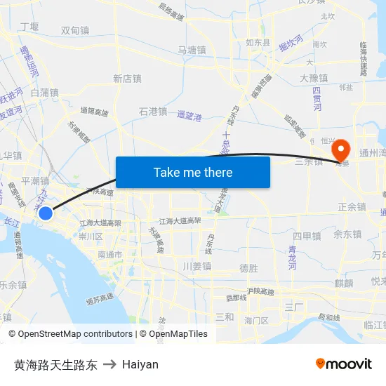 Huanghai Road-Tiansheng Road East to Haiyan map