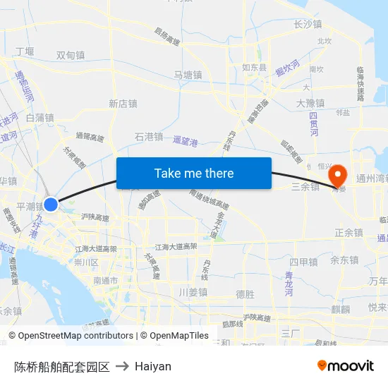 Chenqiao Ship Industrial Park to Haiyan map