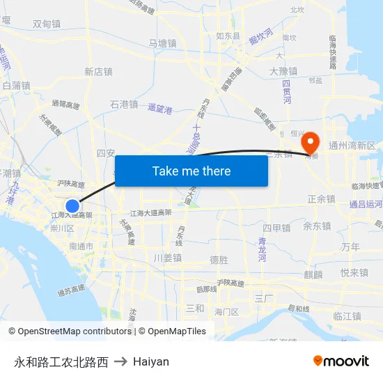 Yonghe Road-Gongnong North Road West to Haiyan map