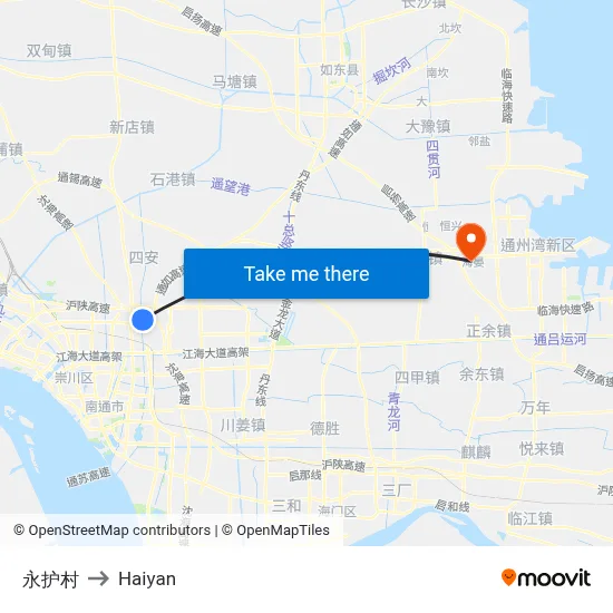 Yonghu Village to Haiyan map