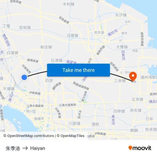 Zhujigang to Haiyan map