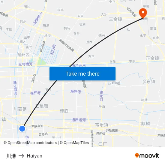 Chuan Port to Haiyan map