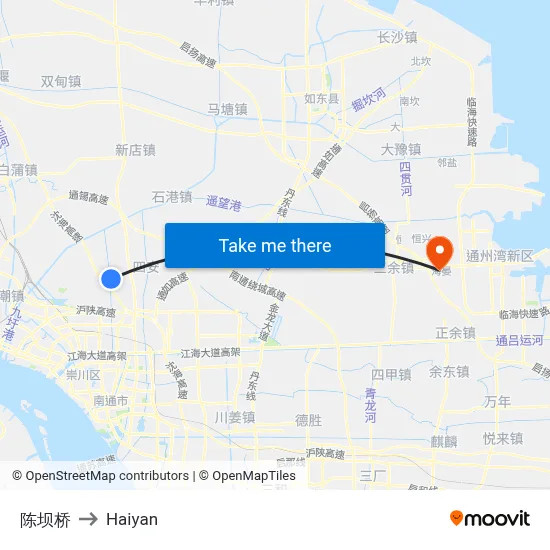 Chenba Bridge to Haiyan map