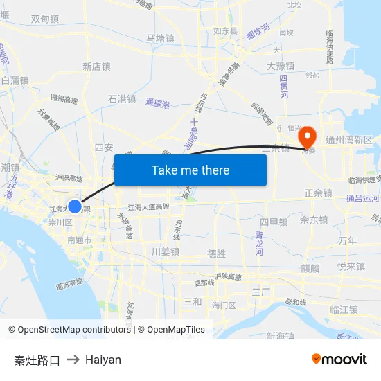 Qinzao Intersection to Haiyan map