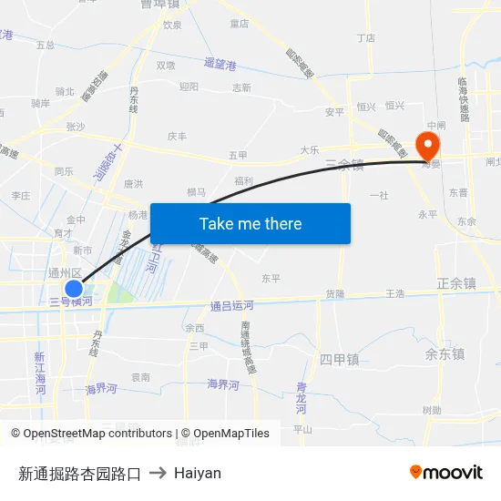 Xintongjue Road & Xingyuan Road to Haiyan map