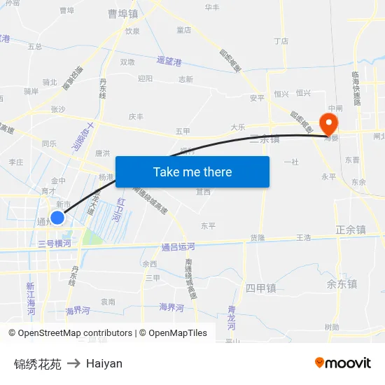 Jinxiu Flower Garden to Haiyan map