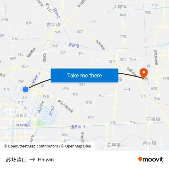 Shachang Junction to Haiyan map