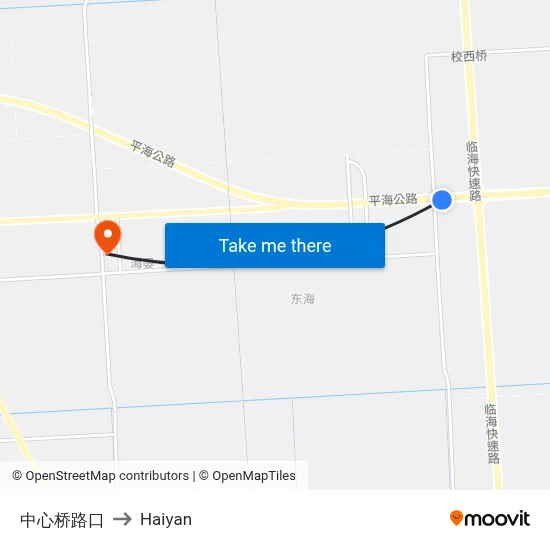 Zhongxin Bridge Junction to Haiyan map