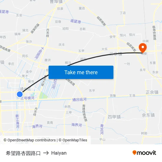 Hope Road & Xingyuan Road to Haiyan map