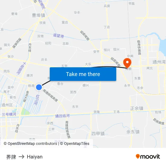 Jiepai to Haiyan map
