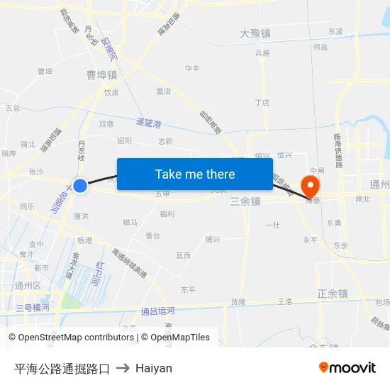 Pinghai Highway Tongjue Road to Haiyan map