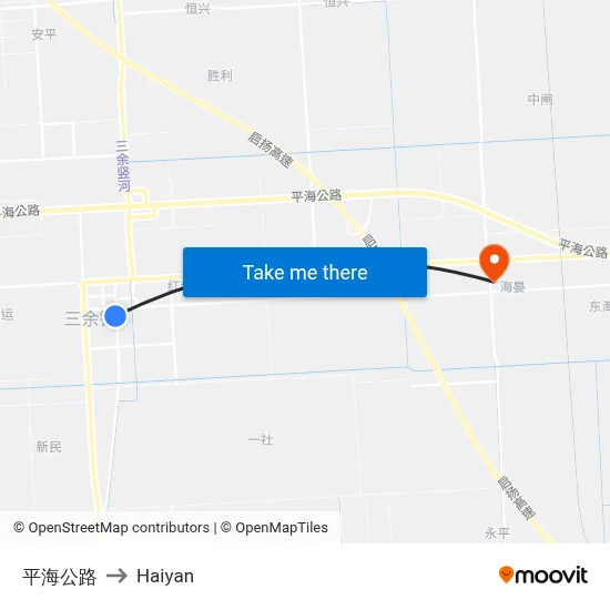 Pinghai Highway to Haiyan map